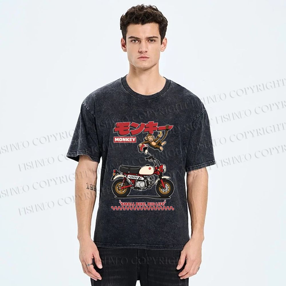 Unisex Honda Monkey Printed Washed Tee