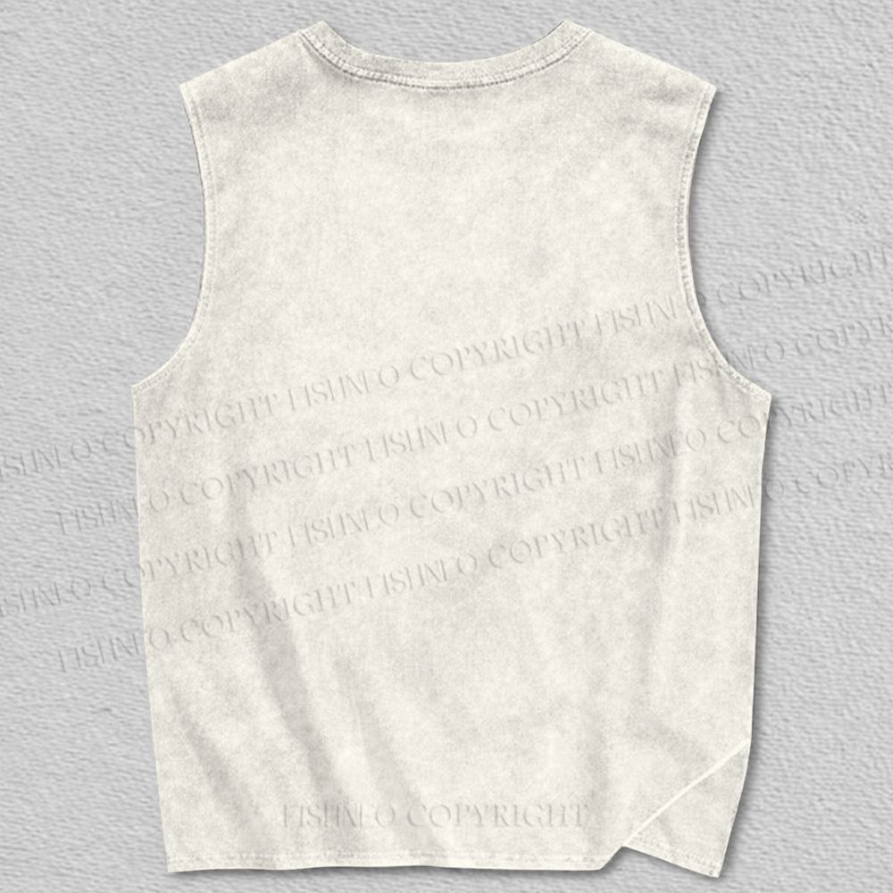Unisex Hand-Drawing Siamese Cat Printed Tank Top