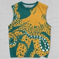 Unisex Yellow Octopus in Green Printed Tank Top