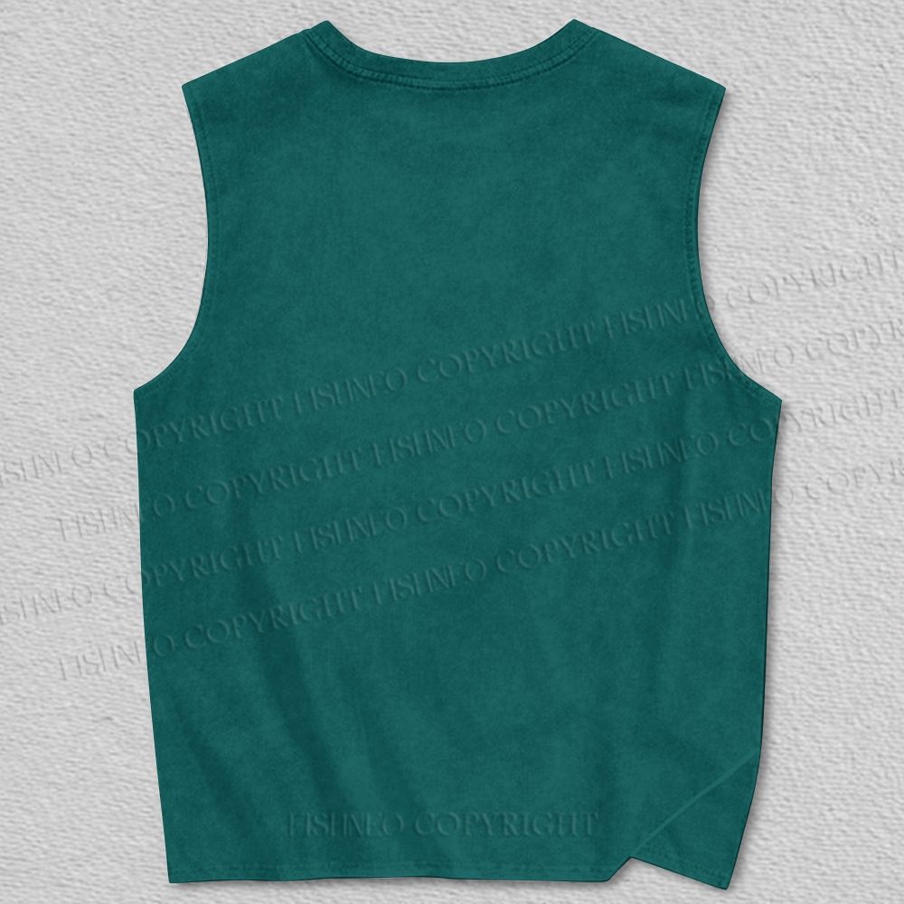 Unisex Yellow Octopus in Green Printed Tank Top
