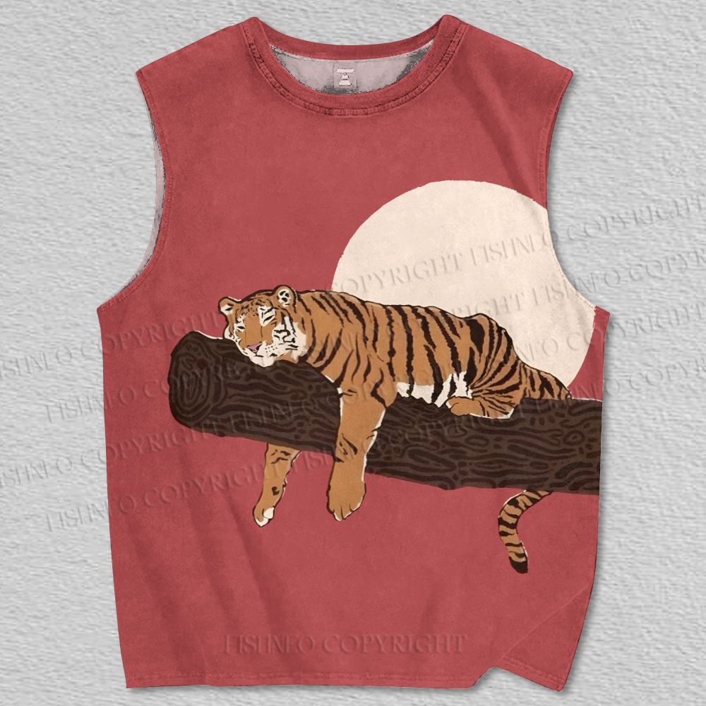 Unisex Sleepy Tiger Beyond the Sun Printed Tank Top