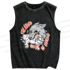 Unisex The Hand Give Wolf Nothing Printed Washed Tank Top