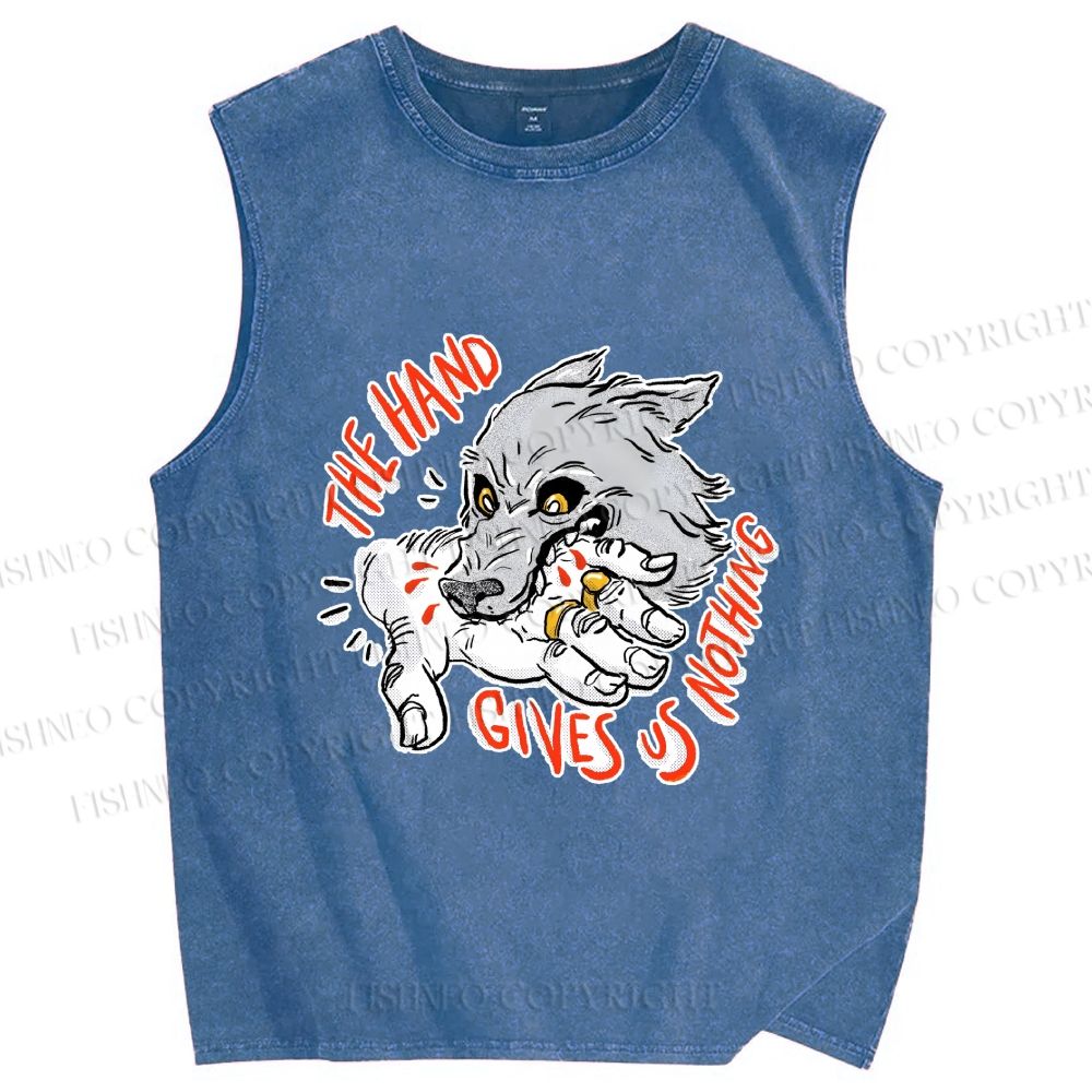 Unisex The Hand Give Wolf Nothing Printed Washed Tank Top
