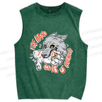 Unisex The Hand Give Wolf Nothing Printed Washed Tank Top