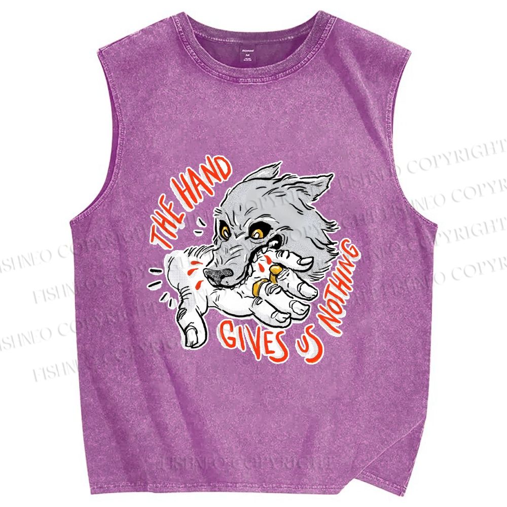 Unisex The Hand Give Wolf Nothing Printed Washed Tank Top