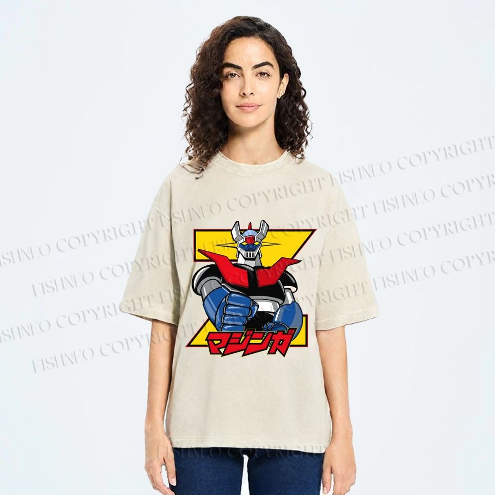 Unisex Mazinger Grendizer Printed Washed Tee