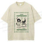 Unisex More Espresso Less Depresso Printed Washed Tee