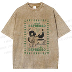 Unisex More Espresso Less Depresso Printed Washed Tee