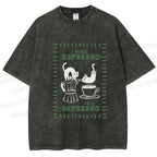 Unisex More Espresso Less Depresso Printed Washed Tee