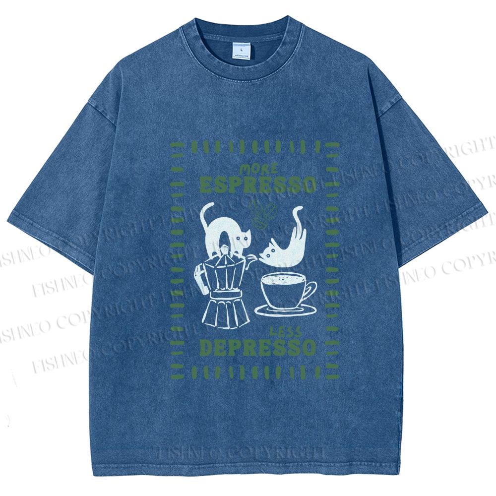 Unisex More Espresso Less Depresso Printed Washed Tee
