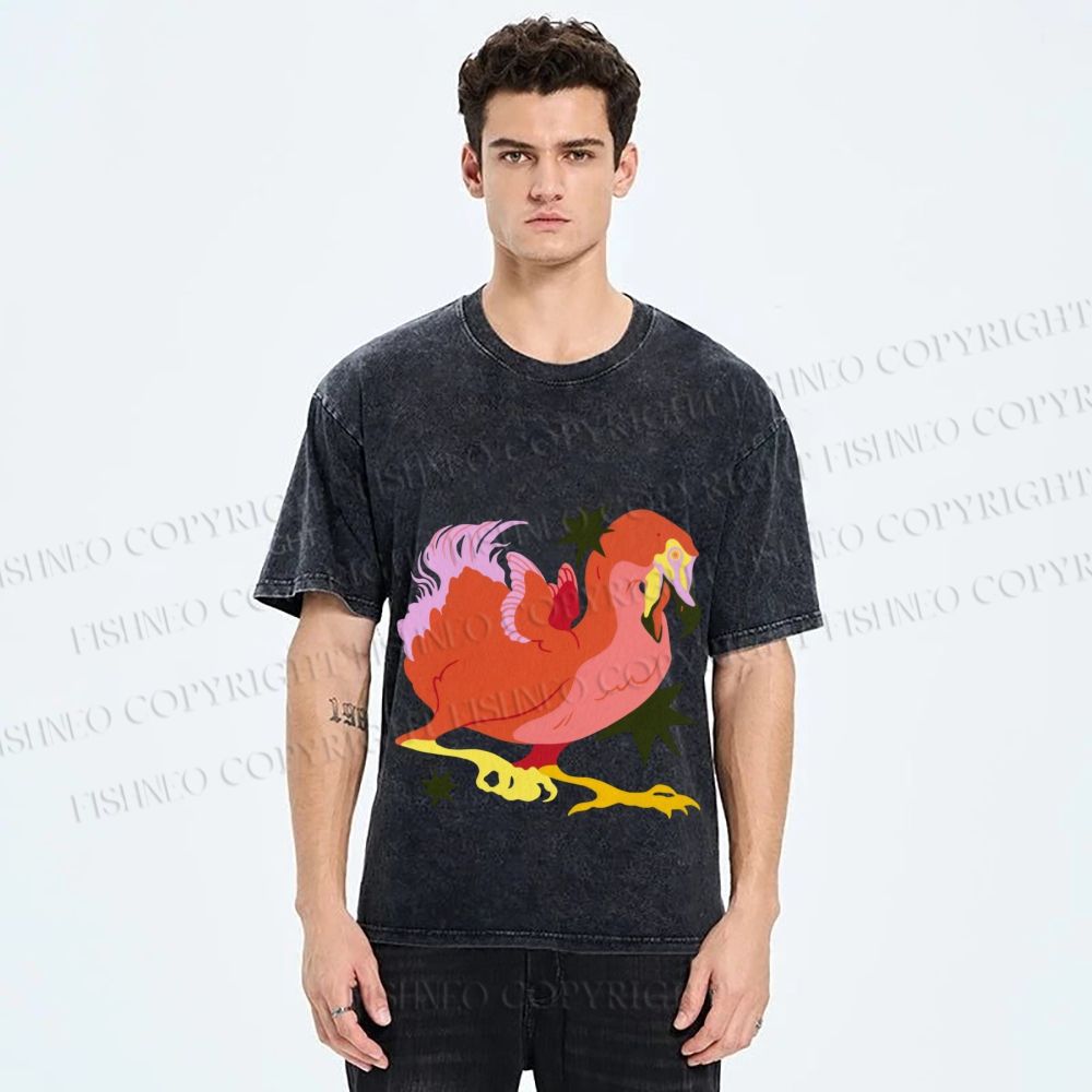 Unisex Folk Dodo Printed Washed Tee