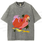 Unisex Folk Dodo Printed Washed Tee
