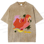 Unisex Folk Dodo Printed Washed Tee