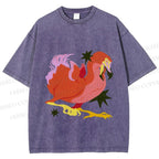 Unisex Folk Dodo Printed Washed Tee