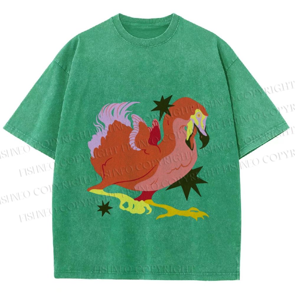 Unisex Folk Dodo Printed Washed Tee