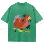 Unisex Folk Dodo Printed Washed Tee