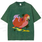 Unisex Folk Dodo Printed Washed Tee