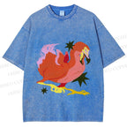 Unisex Folk Dodo Printed Washed Tee