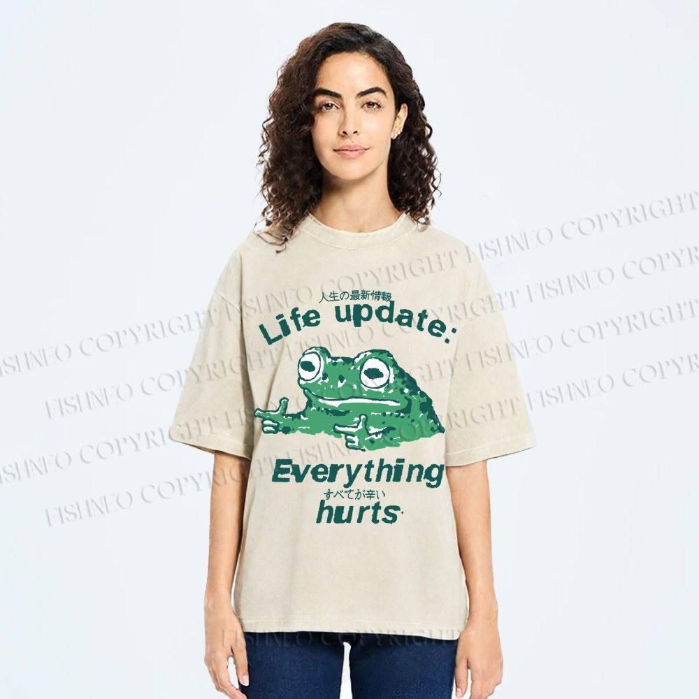 Life Update Harts Frog Vintage Washed T-shirt
