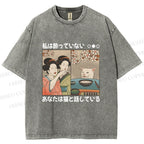 Japanese Woman Shouting at a Cat Washed T-Shirt