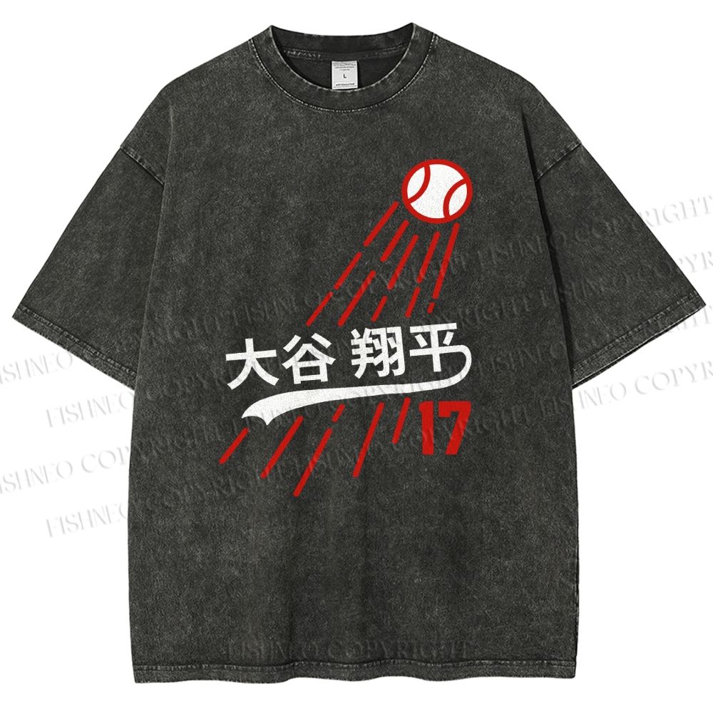 Shohei Ohtani Baseball Vintage Wash Japanese Design T-Shirt