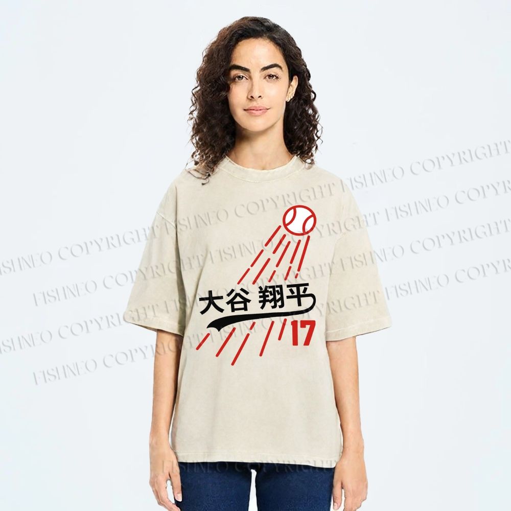 Shohei Ohtani Baseball Vintage Wash Japanese Design T-Shirt