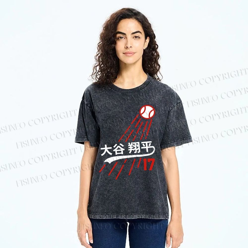 Shohei Ohtani Baseball Vintage Wash Japanese Design T-Shirt