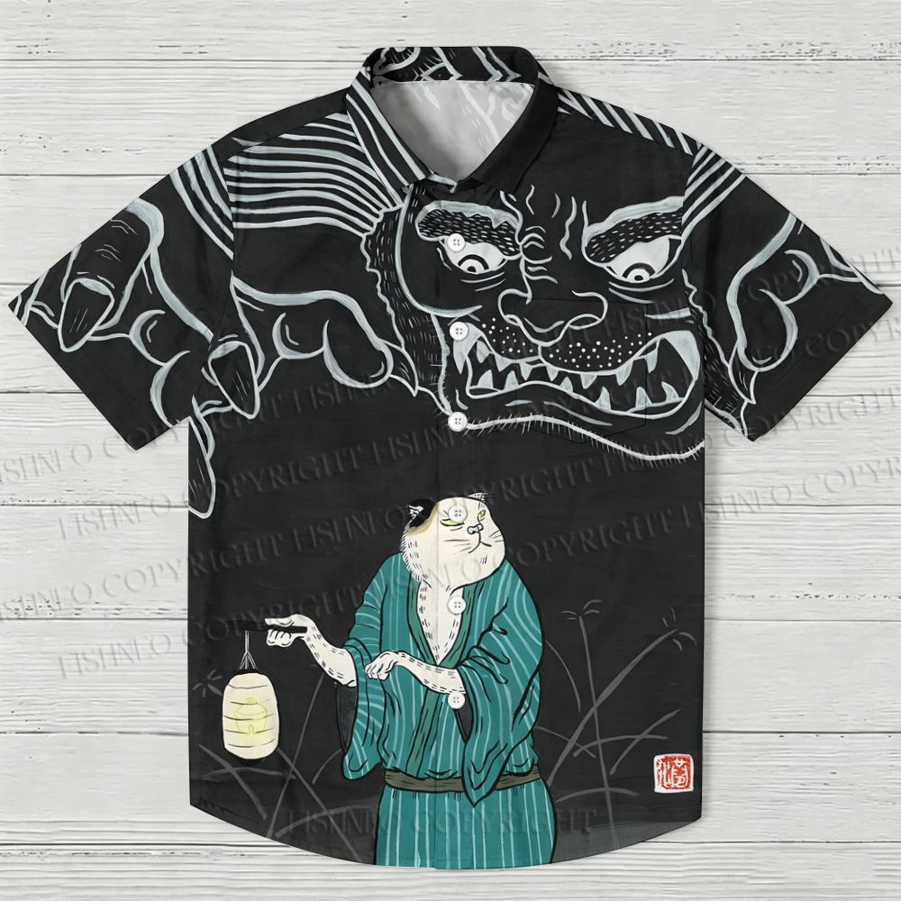 The Demon Cat Carrying A Lantern Hawaiian Shirt