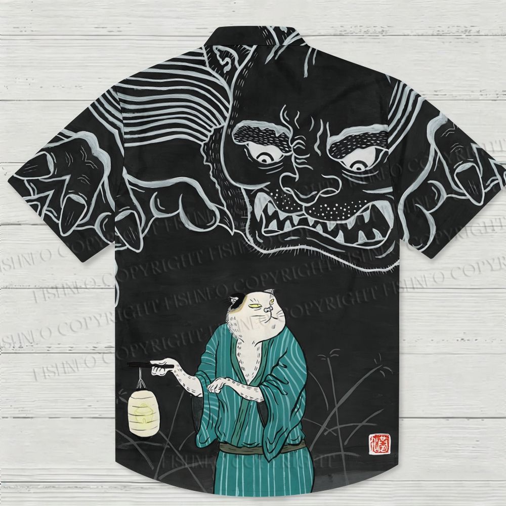 The Demon Cat Carrying A Lantern Hawaiian Shirt