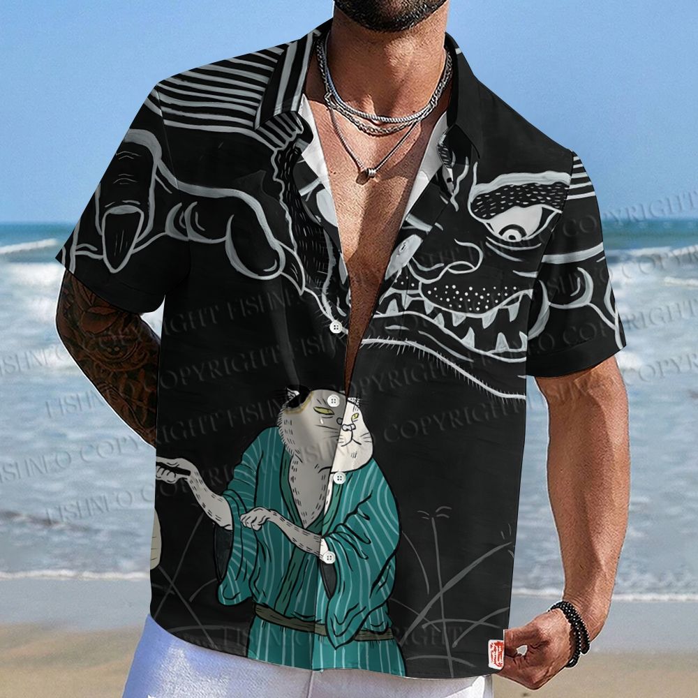 The Demon Cat Carrying A Lantern Hawaiian Shirt