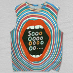 Unisex Soooooo Psychedelic Mouth Printed Tank Top