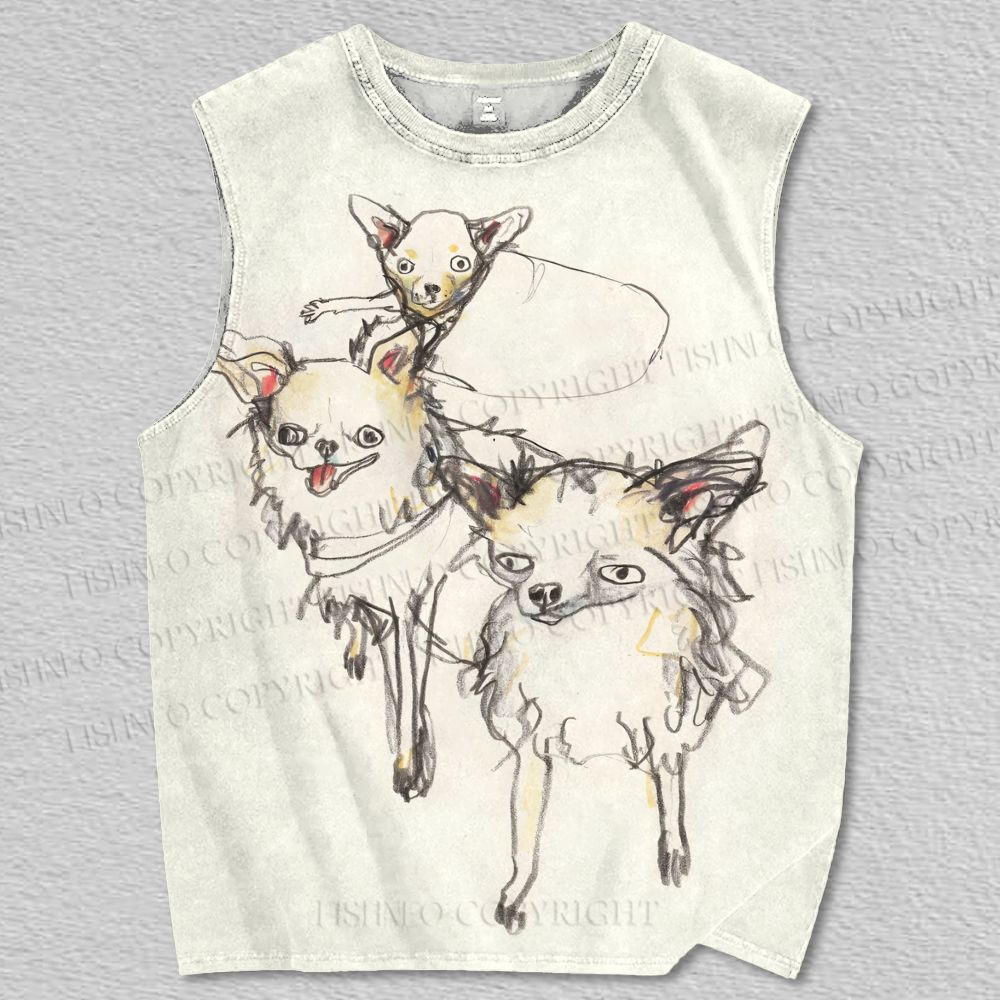 Unisex Funny Chihuahua Dogs Printed Tank Top