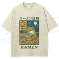 Unisex Frog Ramen Printed Washed Tee