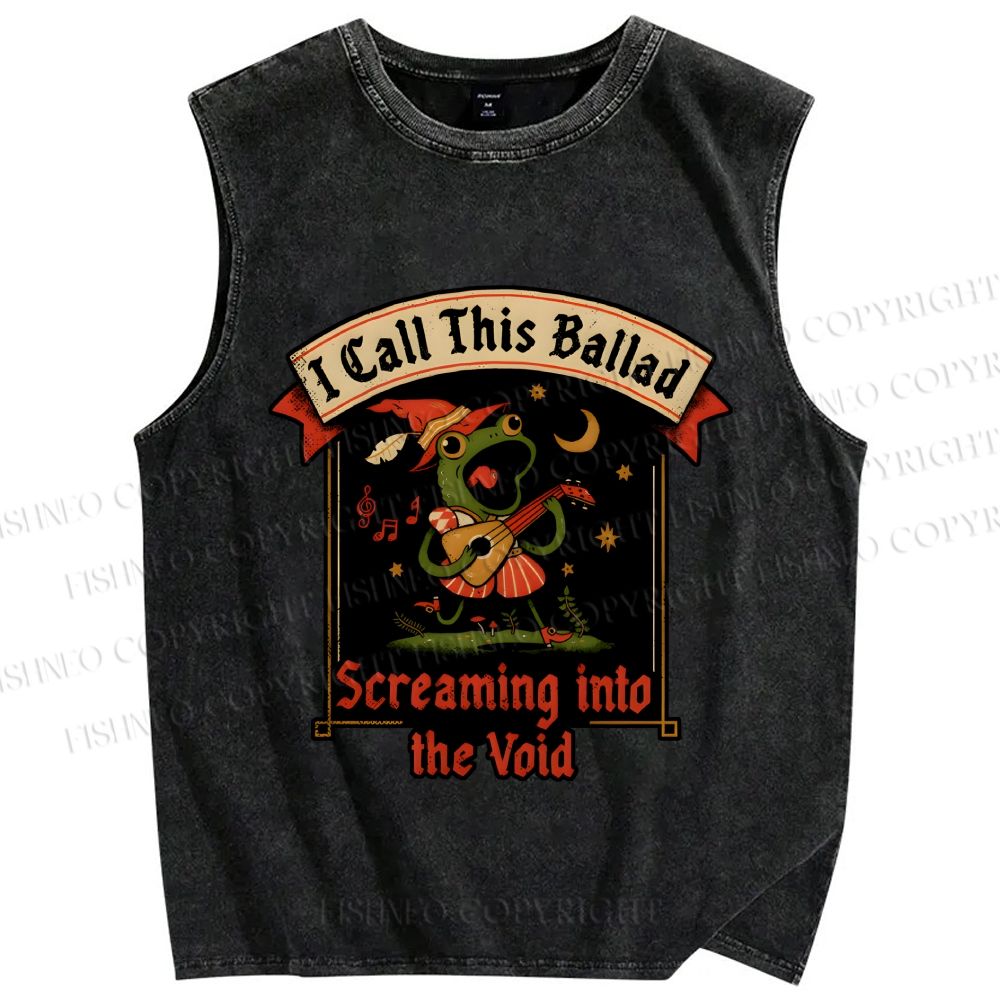 Unisex I Call This Ballad Screaming into the Void Frog Printed Washed Tank Top