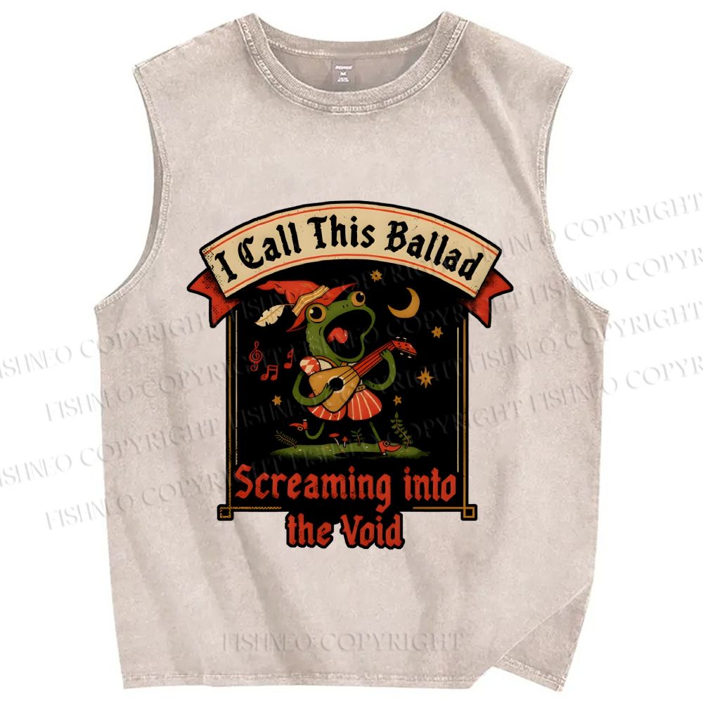 Unisex I Call This Ballad Screaming into the Void Frog Printed Washed Tank Top
