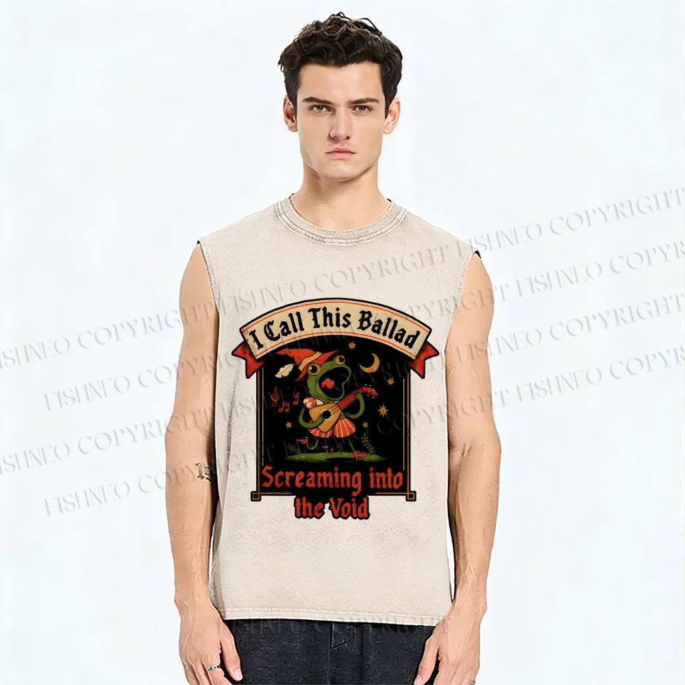 Unisex I Call This Ballad Screaming into the Void Frog Printed Washed Tank Top