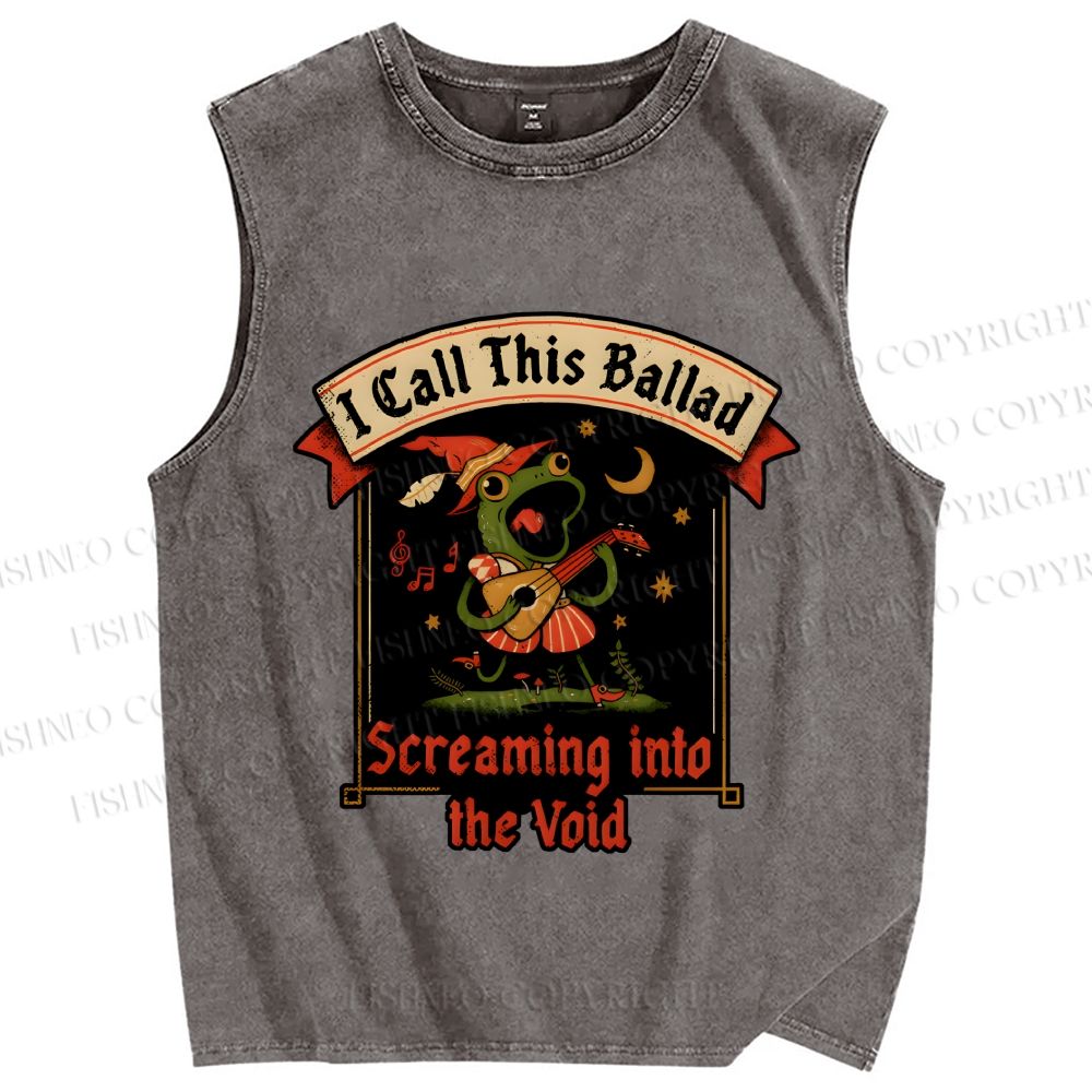 Unisex I Call This Ballad Screaming into the Void Frog Printed Washed Tank Top