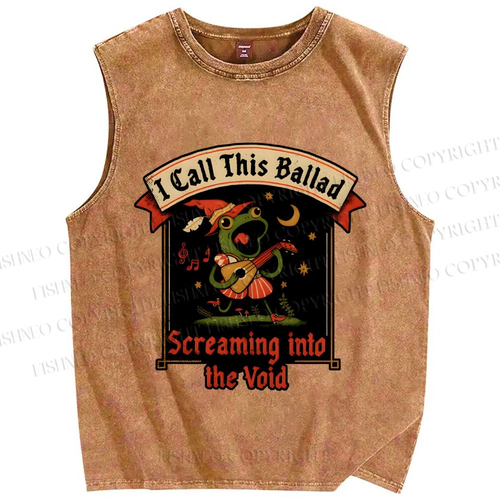 Unisex I Call This Ballad Screaming into the Void Frog Printed Washed Tank Top