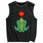 Unisex Green Monkey Say OM Printed Washed Tank Top