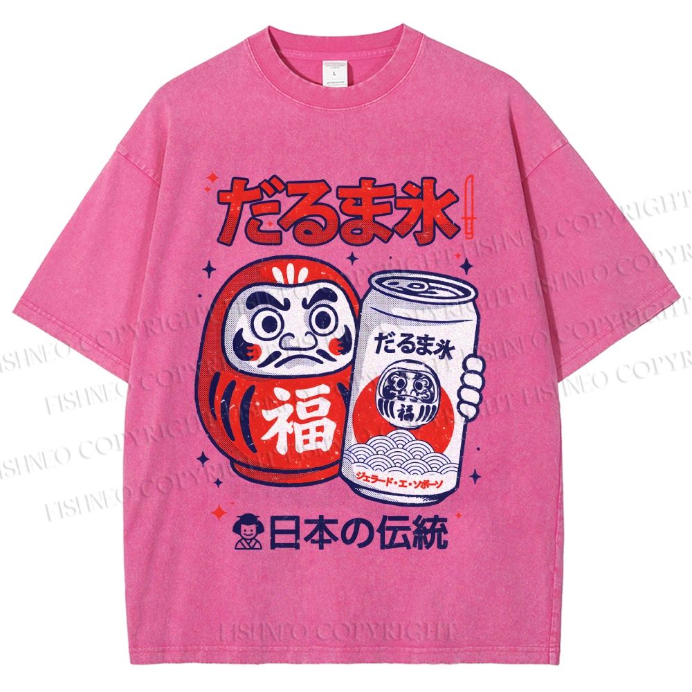 Unisex Daruma Eis Printed Washed Tee