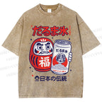 Unisex Daruma Eis Printed Washed Tee