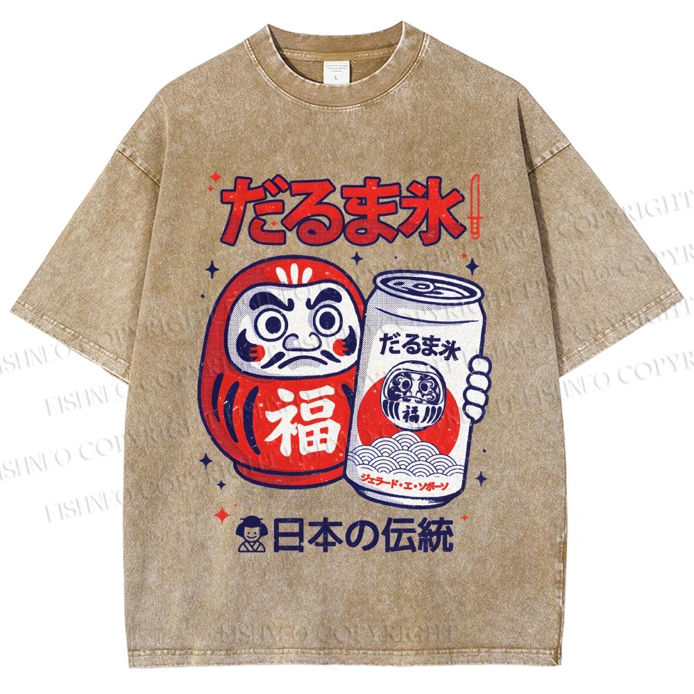 Unisex Daruma Eis Printed Washed Tee