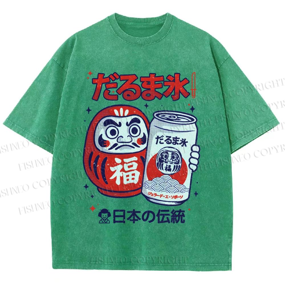 Unisex Daruma Eis Printed Washed Tee