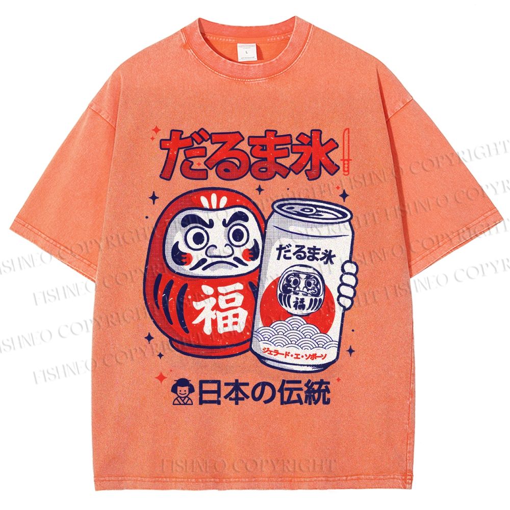Unisex Daruma Eis Printed Washed Tee