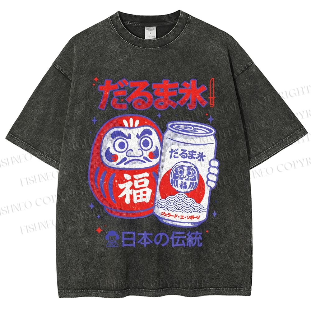 Unisex Daruma Eis Printed Washed Tee