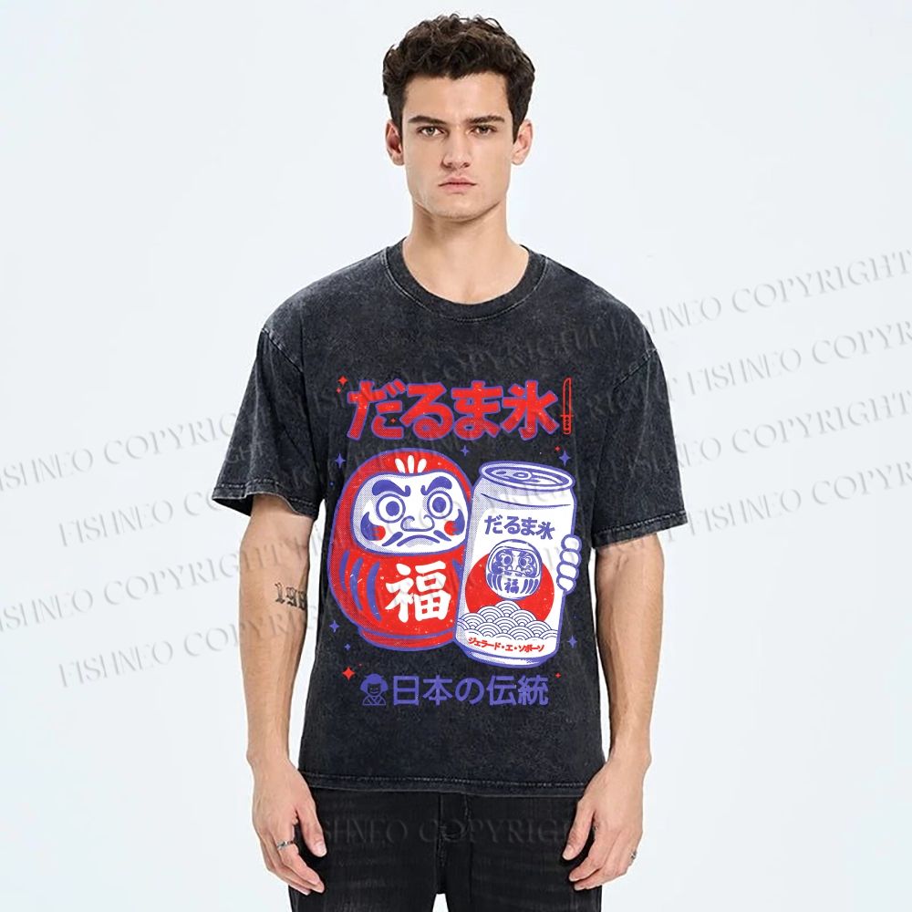 Unisex Daruma Eis Printed Washed Tee