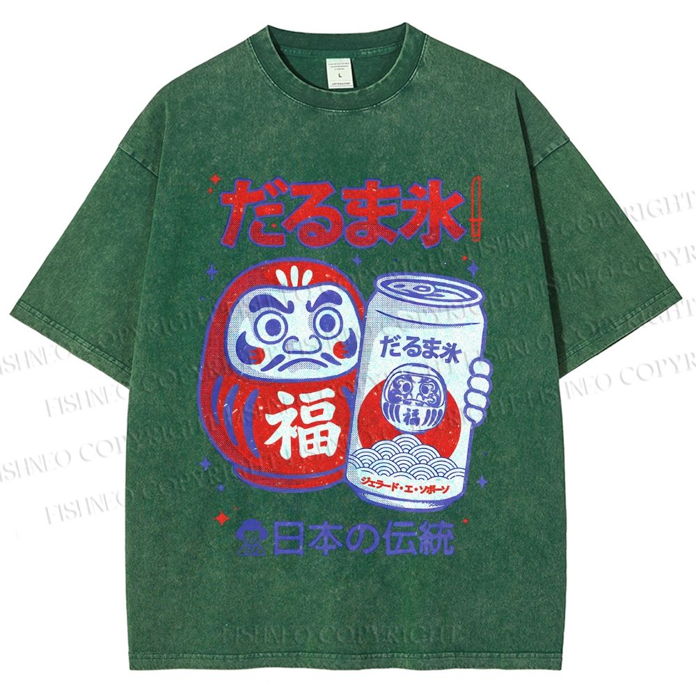 Unisex Daruma Eis Printed Washed Tee