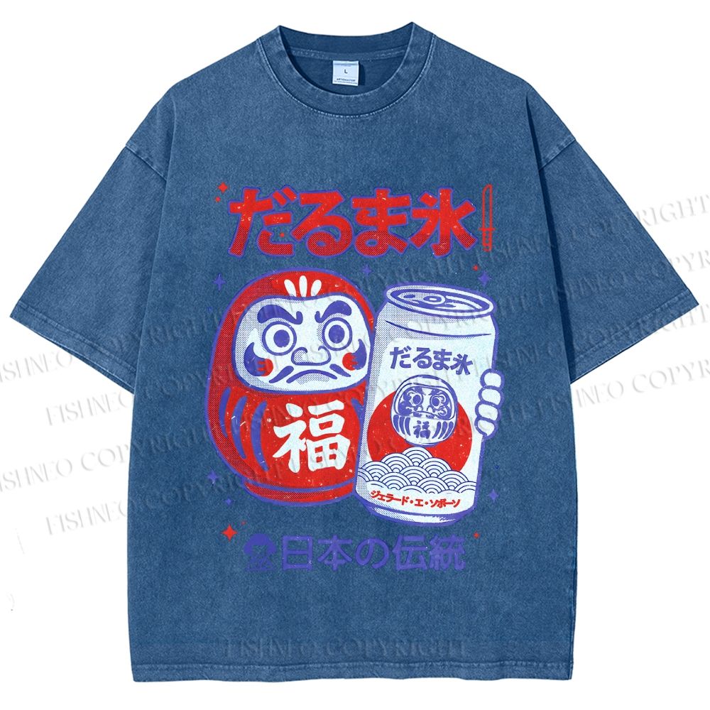 Unisex Daruma Eis Printed Washed Tee