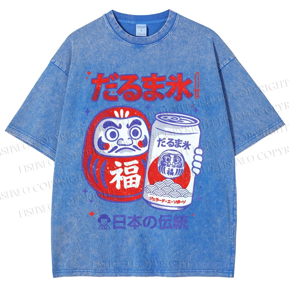 Unisex Daruma Eis Printed Washed Tee