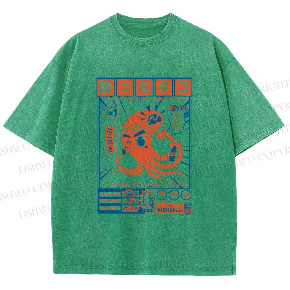 Unisex The Drunken Octopus Printed Washed Tee